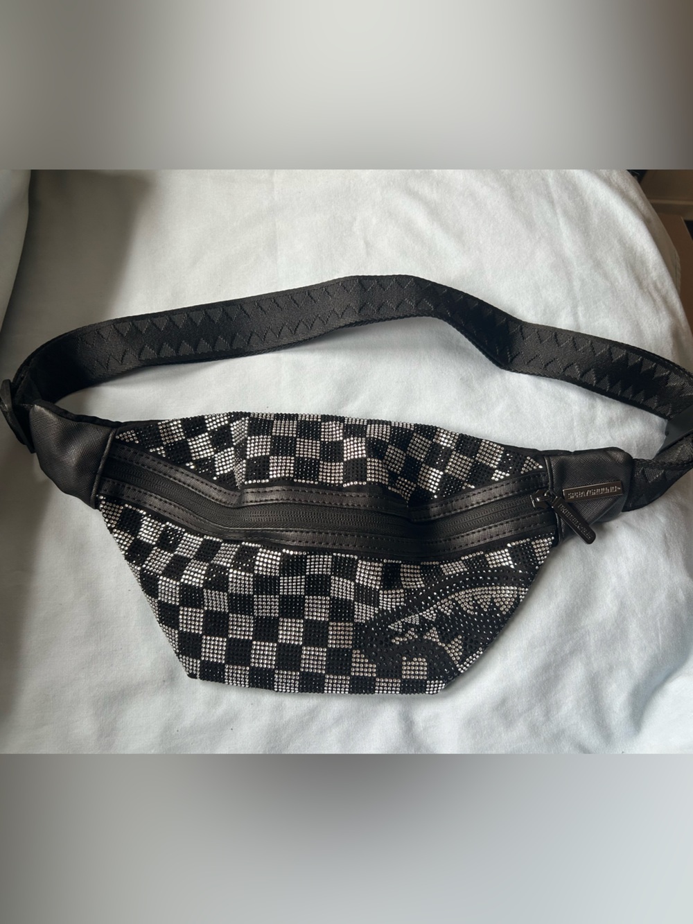 Sprayground Black & Silver Checkered Waist Bag Fanny pack